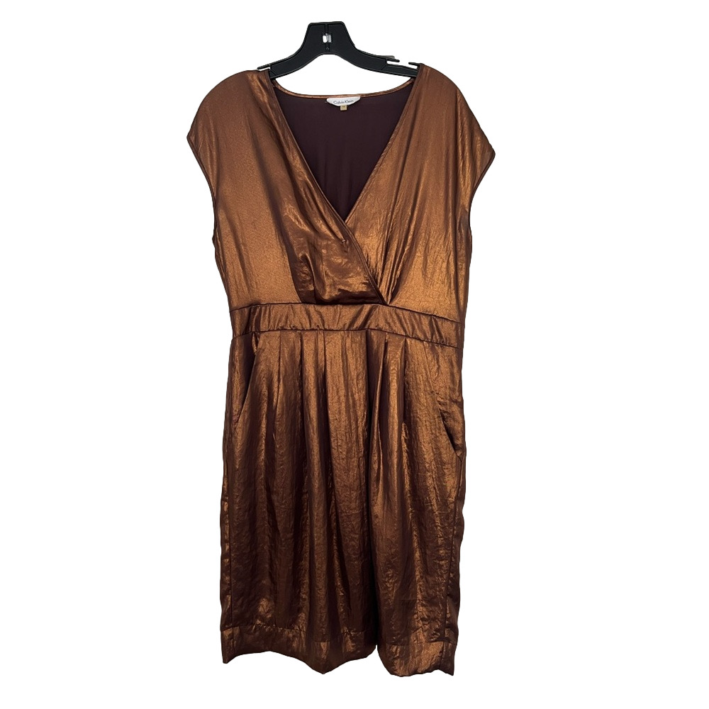 Calvin Klein Shimmering Copper Midi Dress